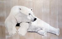 RELAXING POLAR BEAR 1   Animal painting, wildlife painter.Dogs, bears, elephants, bulls on canvas for art and decoration by Thierry Bisch 